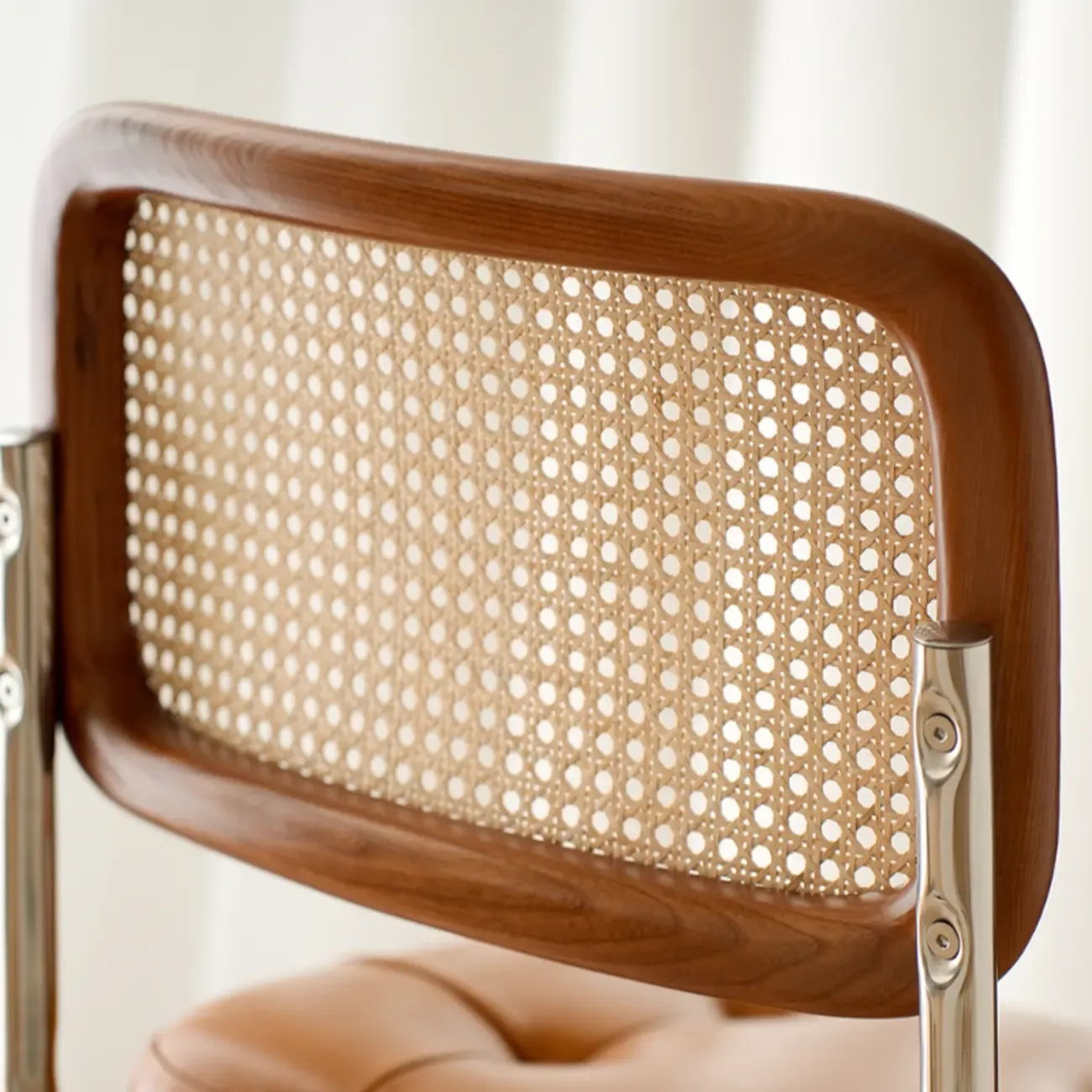 Scandinavian Tufted Leather Armless Dining Chair Image - 9