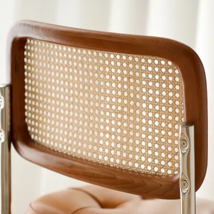 Scandinavian Tufted Leather Armless Dining Chair Image - 9