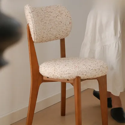 Modern Upholstered Low Back Wooden Dining Chair Image - 1