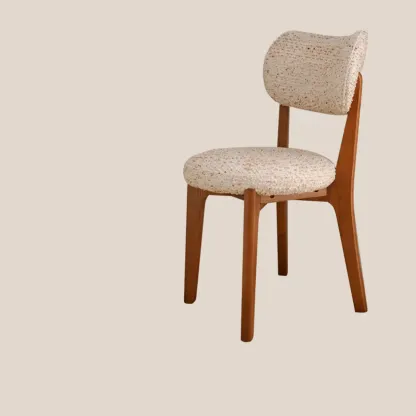 Modern Upholstered Low Back Wooden Dining Chair Image - 2
