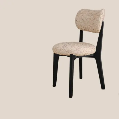 Modern Upholstered Low Back Wooden Dining Chair Image - 3