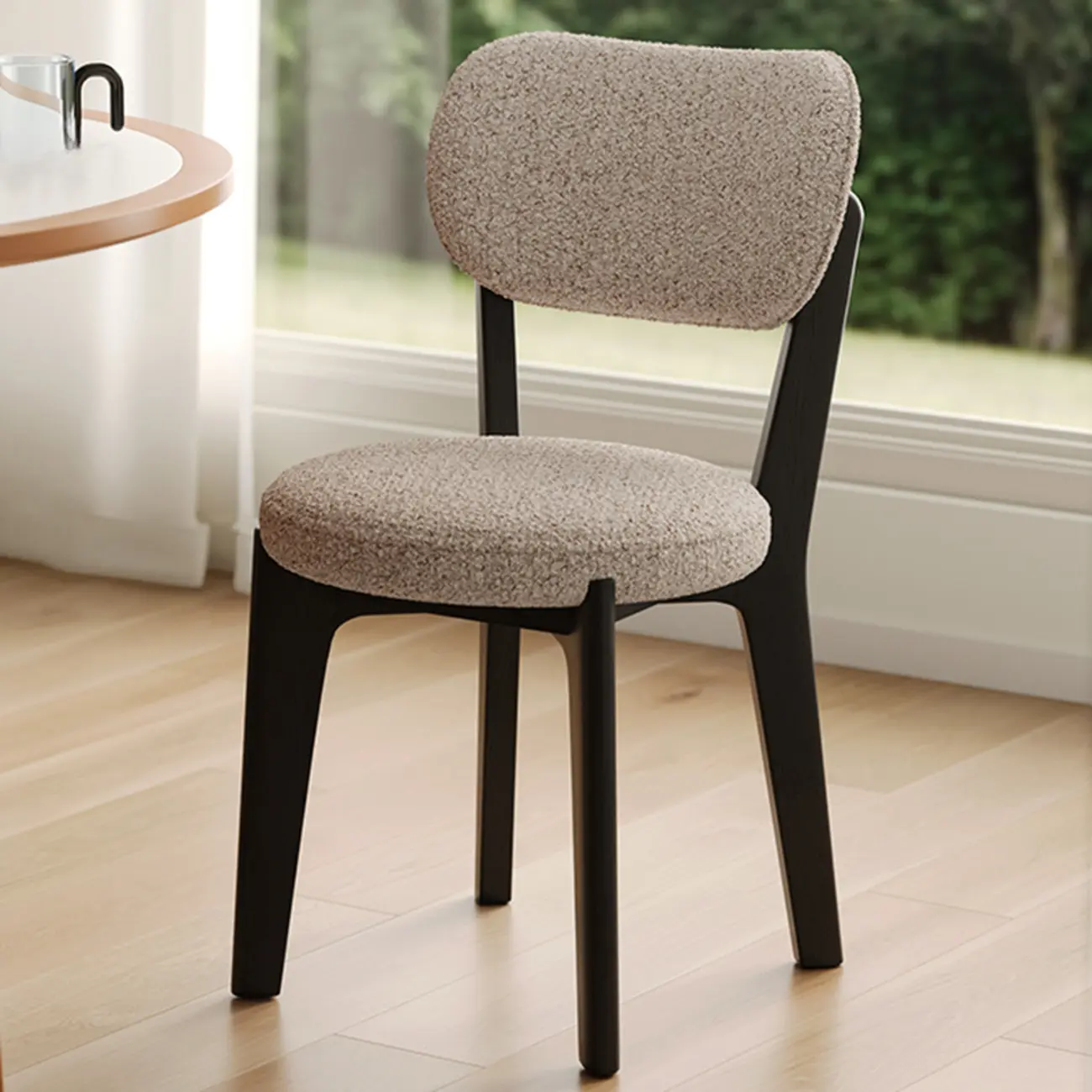 Modern Upholstered Low Back Wooden Dining Chair Image - 6 | homeyfad