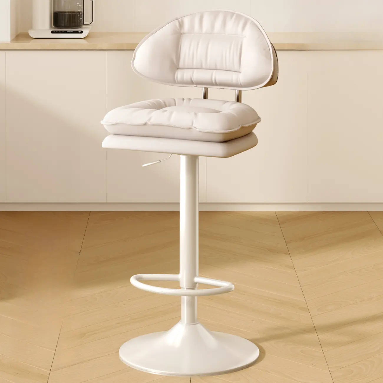 Pedestal Adjustable Leather Swivel Bar Stools Image - 2 | homeyfad