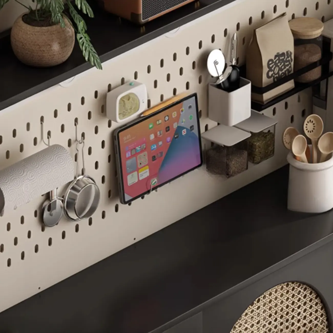 Kitchen Espresso Wood Black Rattan Door Sideboard Image - 6 | homeyfad