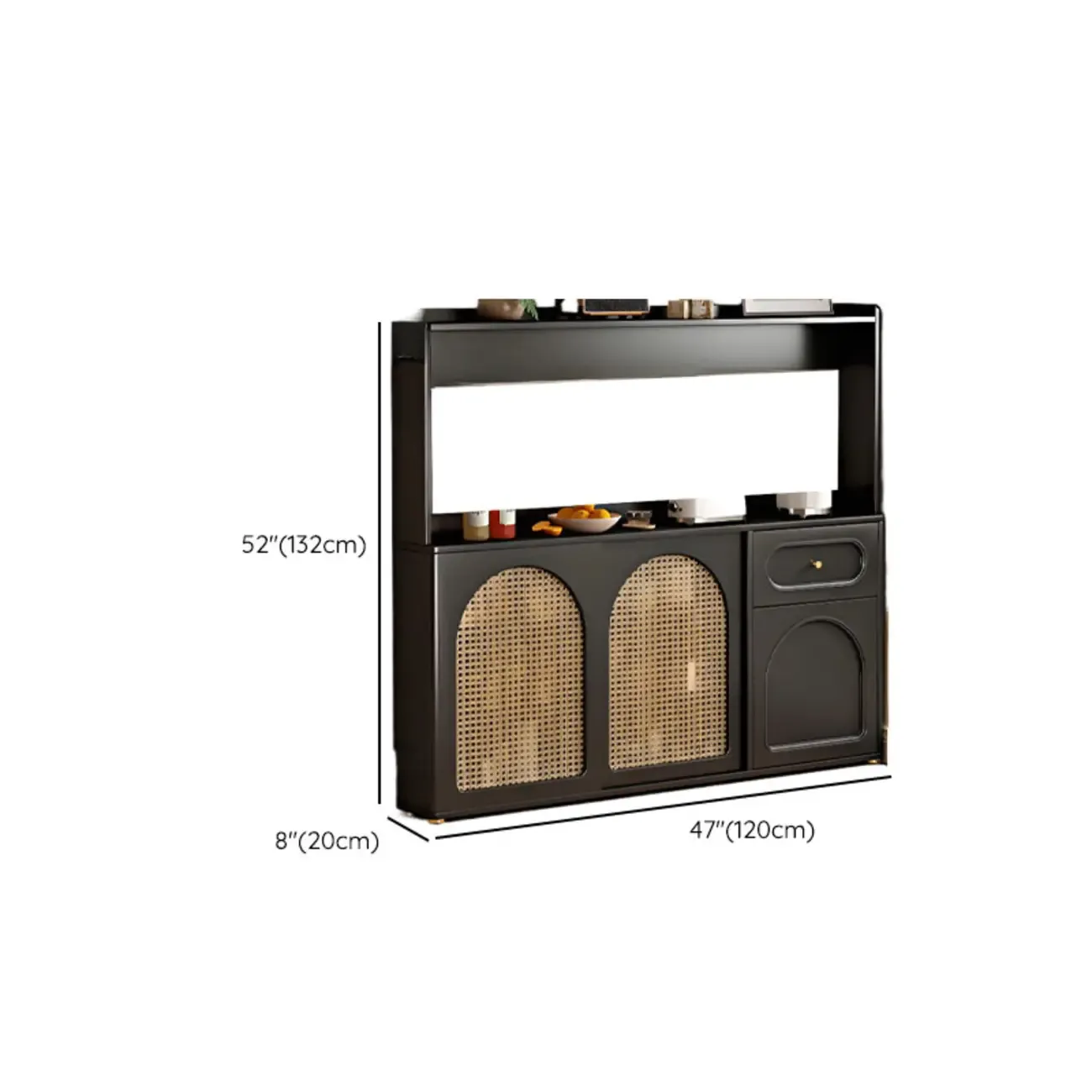 Kitchen Espresso Wood Black Rattan Door Sideboard Image - 18