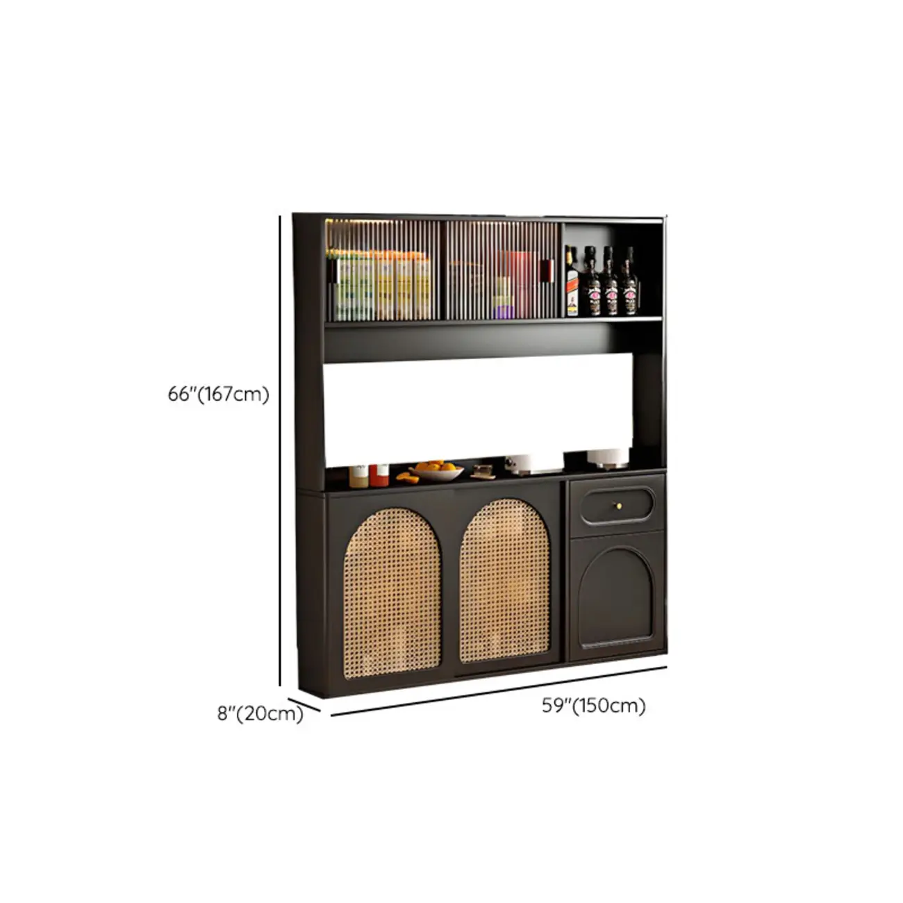 Kitchen Espresso Wood Black Rattan Door Sideboard Image - 21 | homeyfad