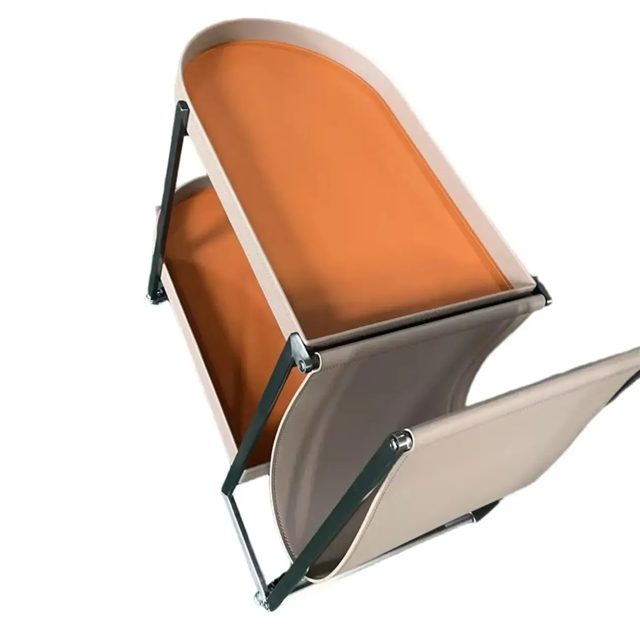 2-tier Oval Faux Leather Side Table With Magazine Rack | HomeyFad