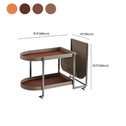 Oval Faux Leather Top 2-Tier Swivel End Table for Living Room #size