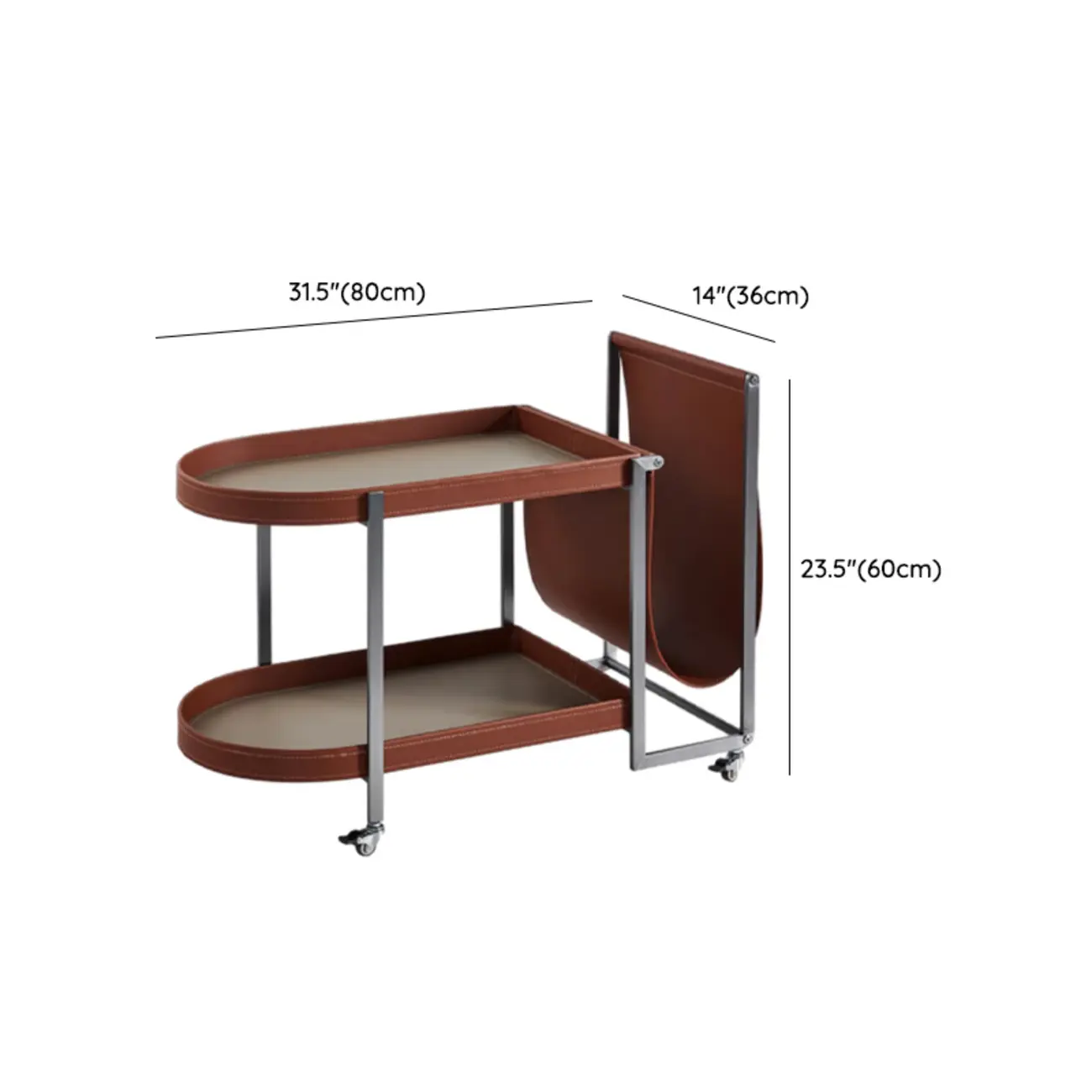 Oval Faux Leather Top 2-Tier Swivel End Table for Living Room Image - 12 | homeyfad