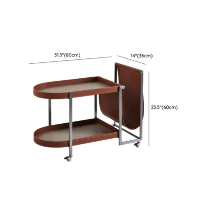 Oval Faux Leather Top 2-Tier Swivel End Table for Living Room Image - 12