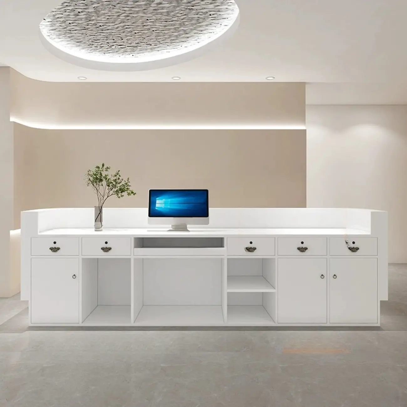 Locker Hutch Modern Wood Reception Desk Image - 2 | homeyfad
