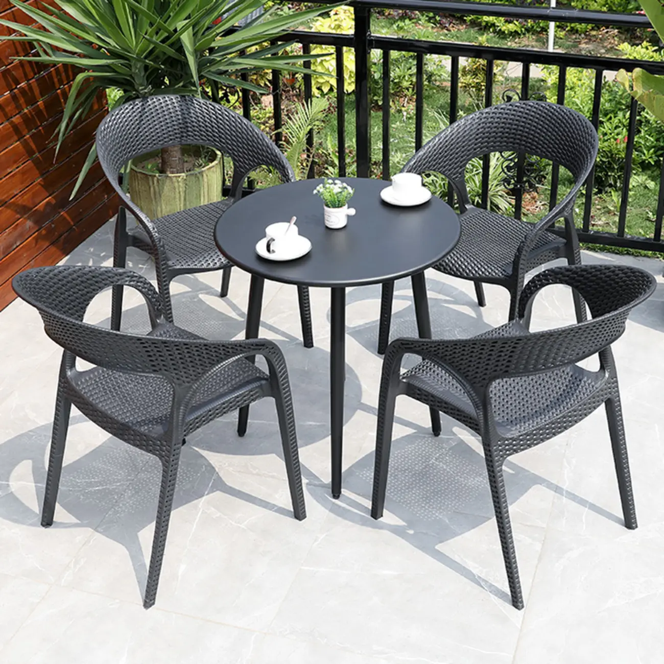 Modern Black Plastic Outdoor Dining Chairs Image - 1 | homeyfad
