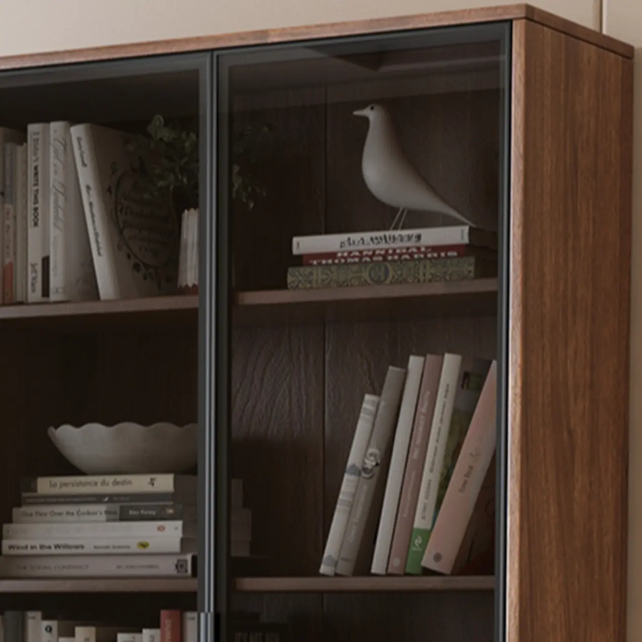 Traditional Pecan Wood Bookcase with Drawers Image - 11 | homeyfad