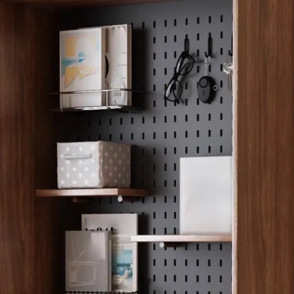 Traditional Pecan Wood Bookcase with Drawers Image - 9