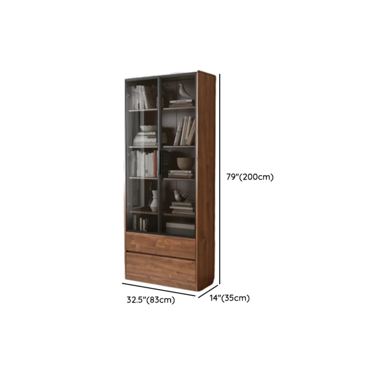 Traditional Pecan Wood Bookcase with Drawers Image - 17 | homeyfad