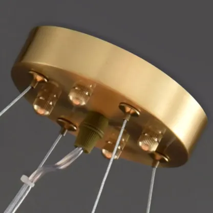 2-Tiers White Metal Circle Alabaster Drum Chandelier Image - 12