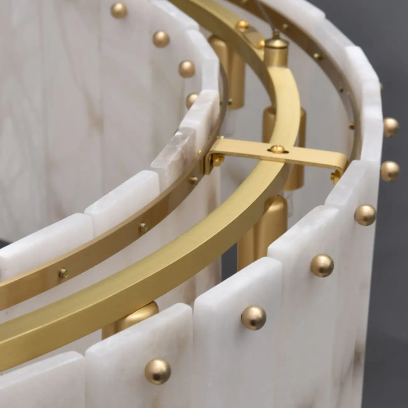 2-Tiers White Metal Circle Alabaster Drum Chandelier Image - 14 | homeyfad