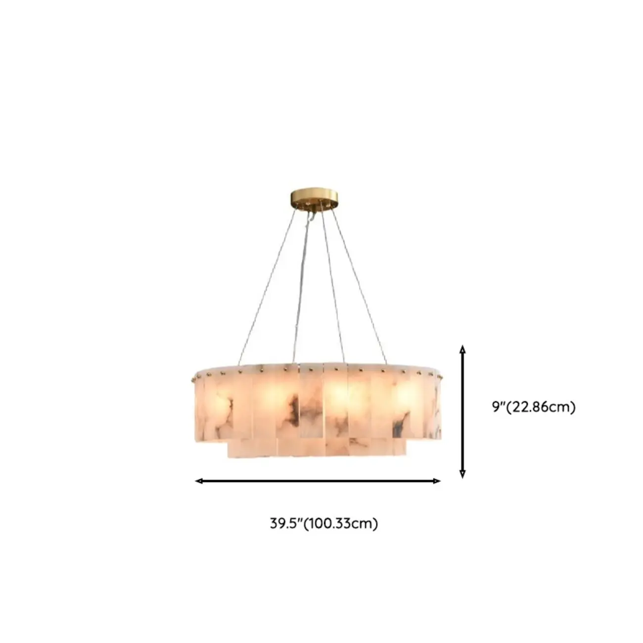 2-Tiers White Metal Circle Alabaster Drum Chandelier Image - 20 | homeyfad