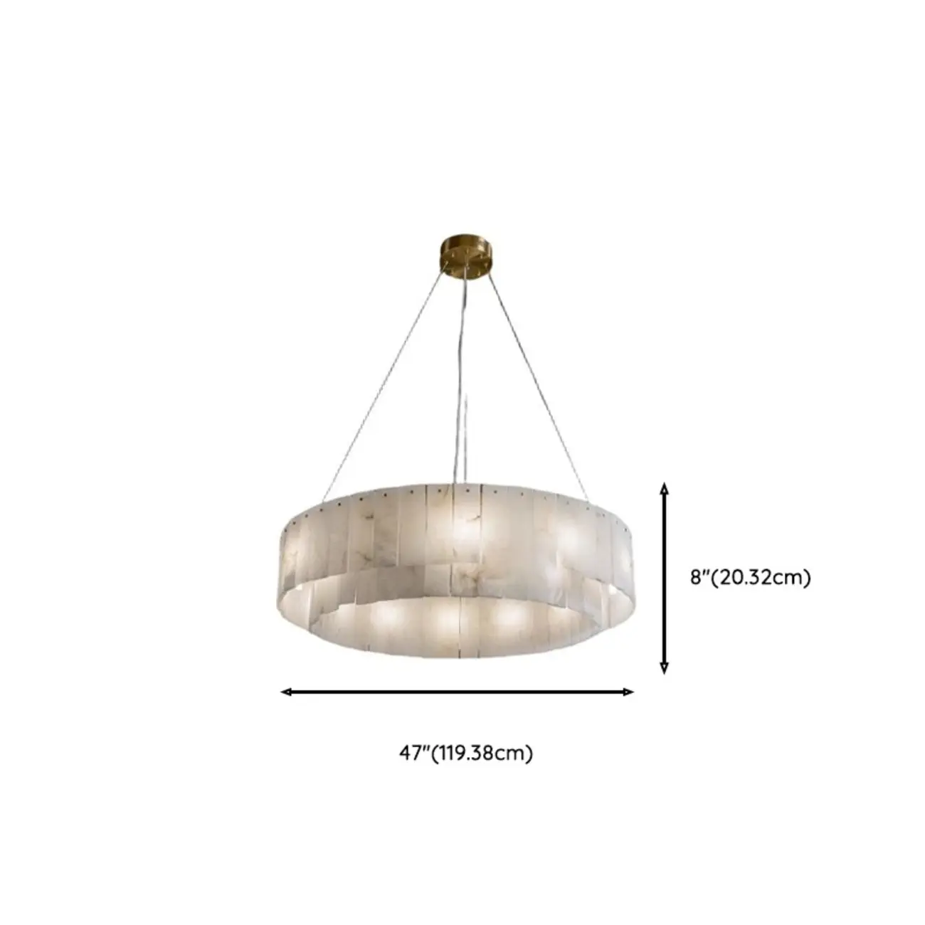 2-Tiers White Metal Circle Alabaster Drum Chandelier Image - 22 | homeyfad
