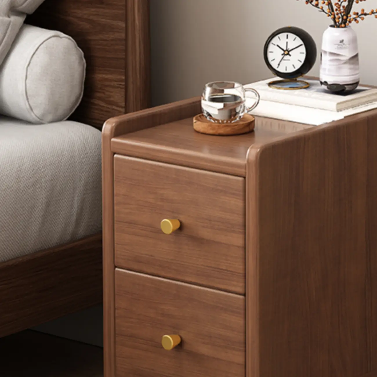 Modern White Wooden Bedside Table with Drawers Image - 5 | homeyfad