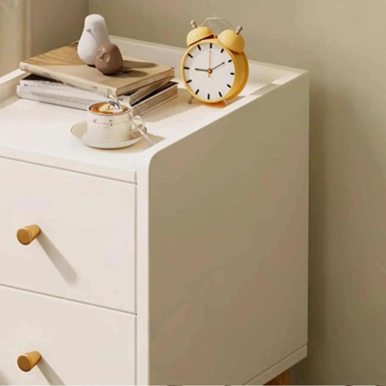 Modern White Wooden Bedside Table with Drawers Image - 7 | homeyfad