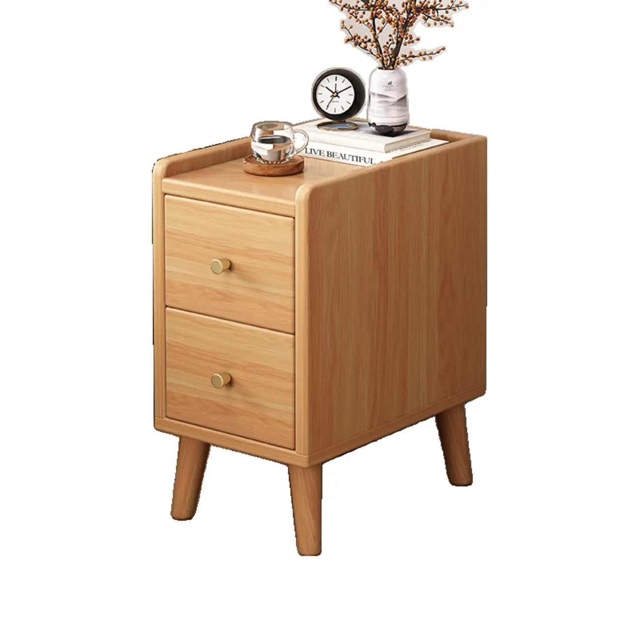 Modern White Wooden Bedside Table with Drawers Image - 8 | homeyfad
