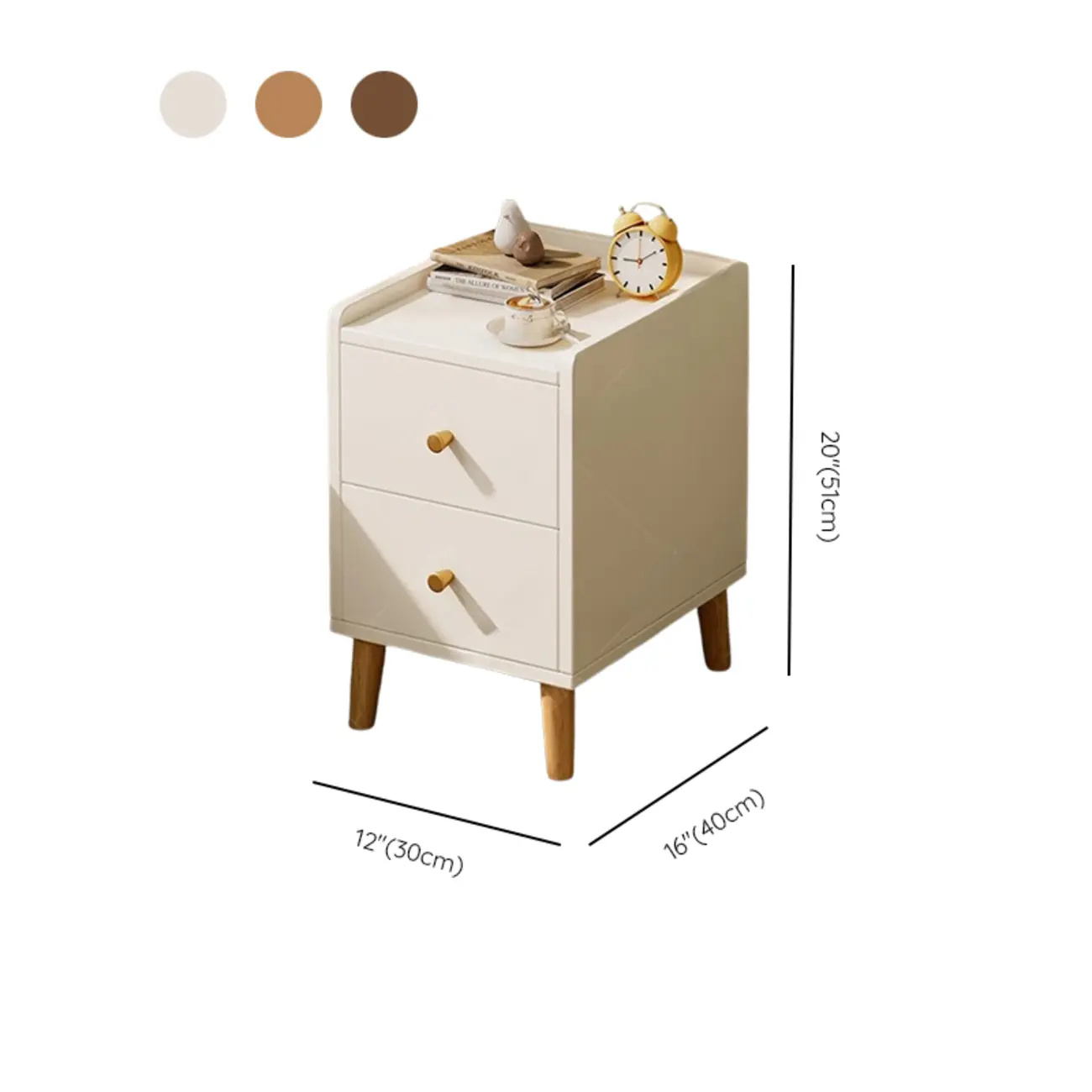 Modern White Wooden Bedside Table with Drawers Image - 14 | homeyfad