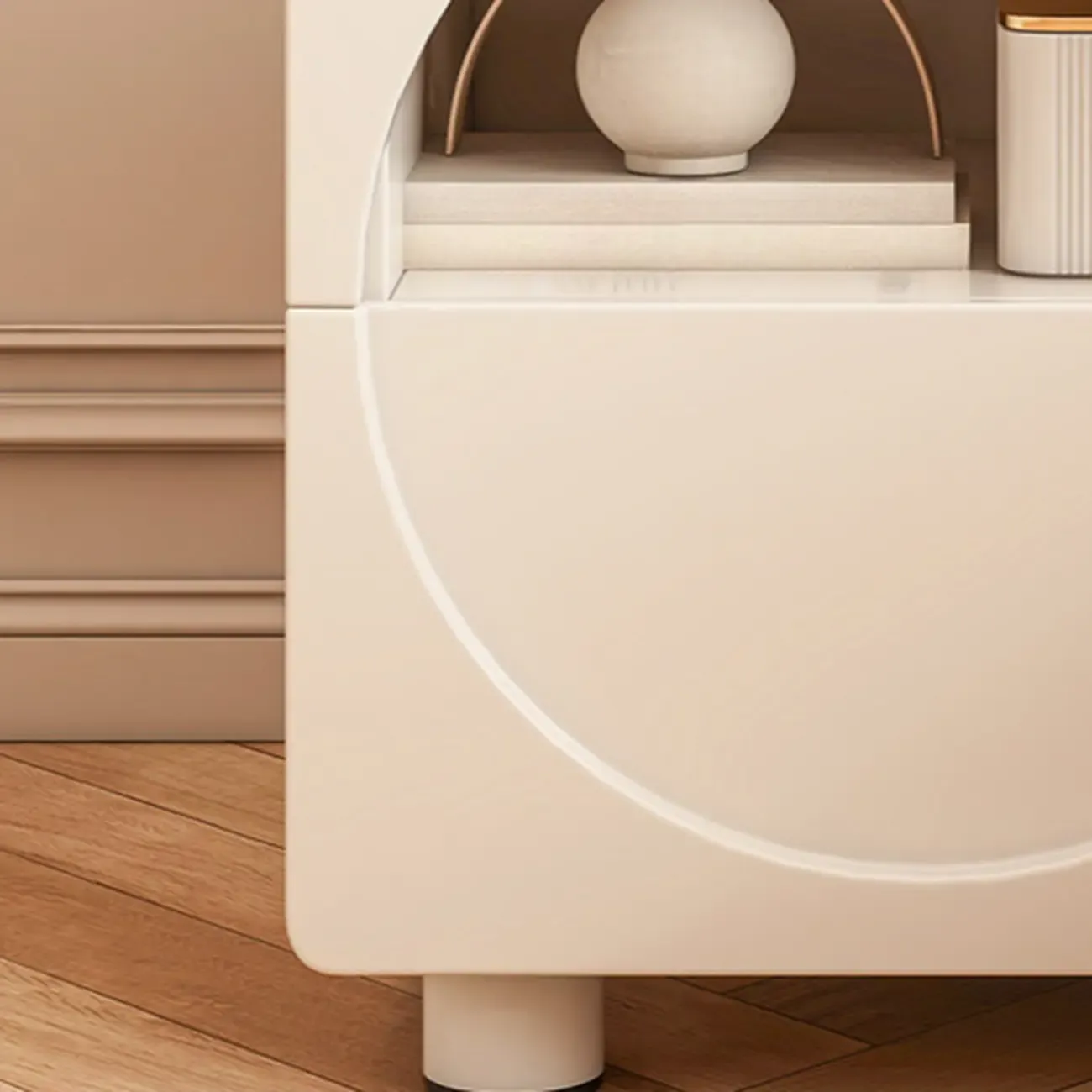 Modern 2-Tier Wooden Small Nightstand in White/Grey Image - 6