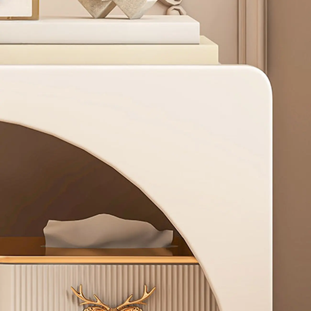 Modern 2-Tier Wooden Small Nightstand in White/Grey Image - 8 | homeyfad