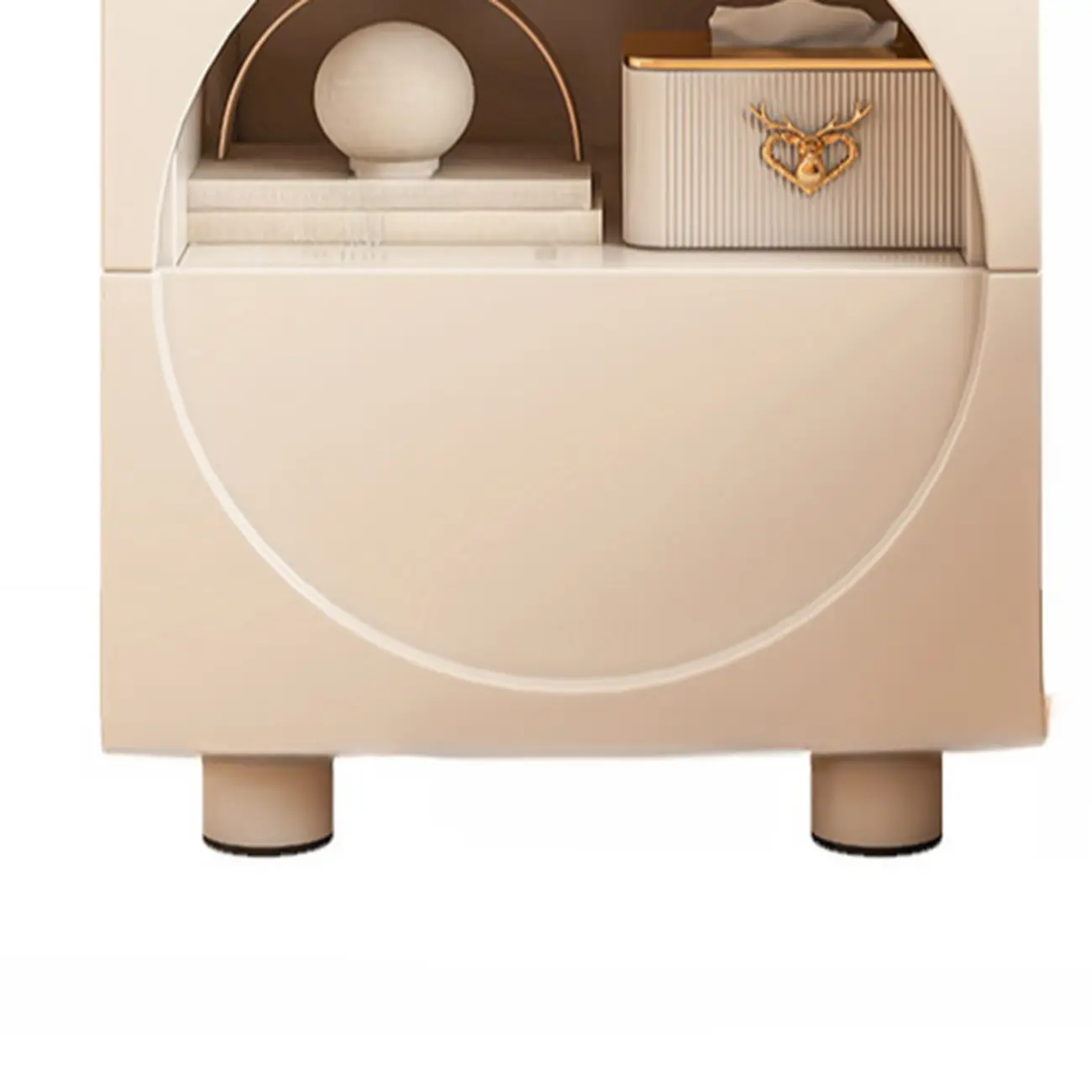 Modern 2-Tier Wooden Small Nightstand in White/Grey Image - 9 | homeyfad