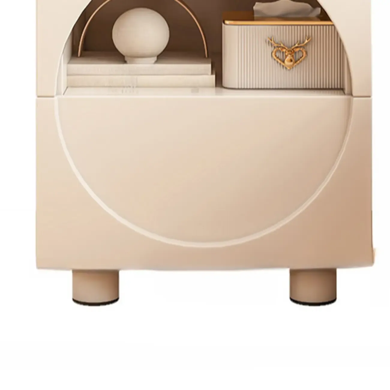 Modern 2-Tier Wooden Small Nightstand in White/Grey Image - 9