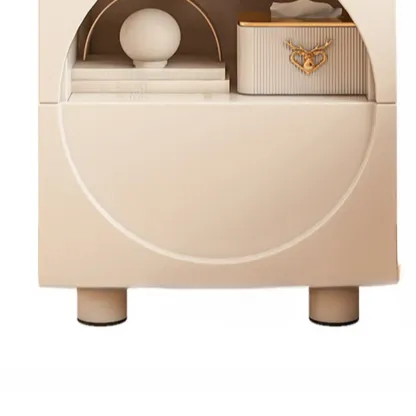 Modern 2-Tier Wooden Small Nightstand in White/Grey Image - 9