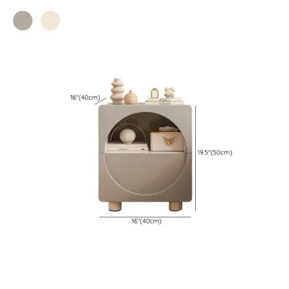 Modern 2-Tier Wooden Small Nightstand in White/Grey #size