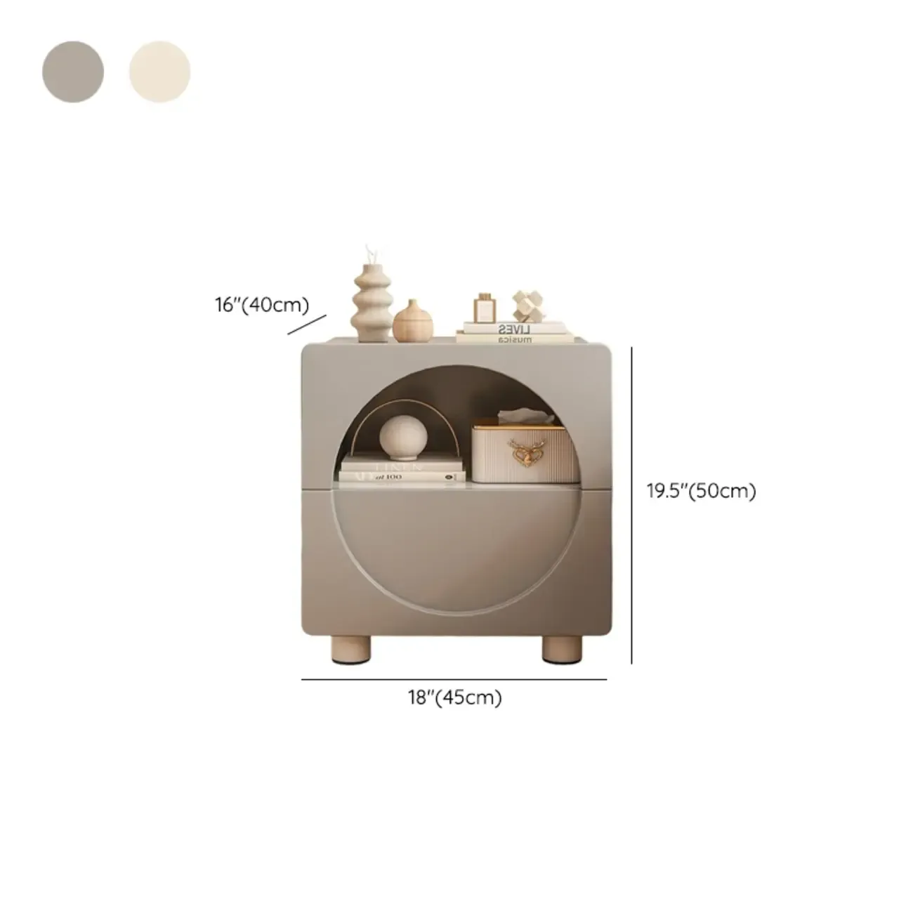 Modern 2-Tier Wooden Small Nightstand in White/Grey Image - 12