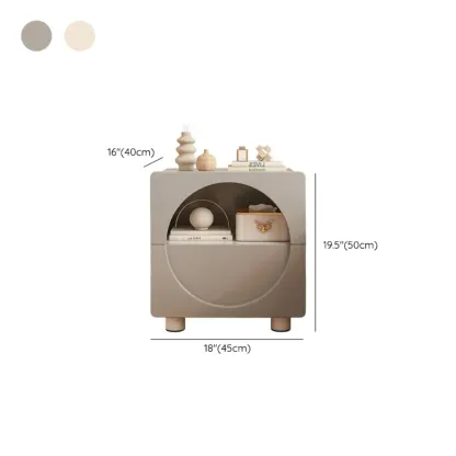 Modern 2-Tier Wooden Small Nightstand in White/Grey Image - 12