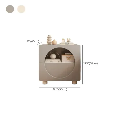 Modern 2-Tier Wooden Small Nightstand in White/Grey Image - 13