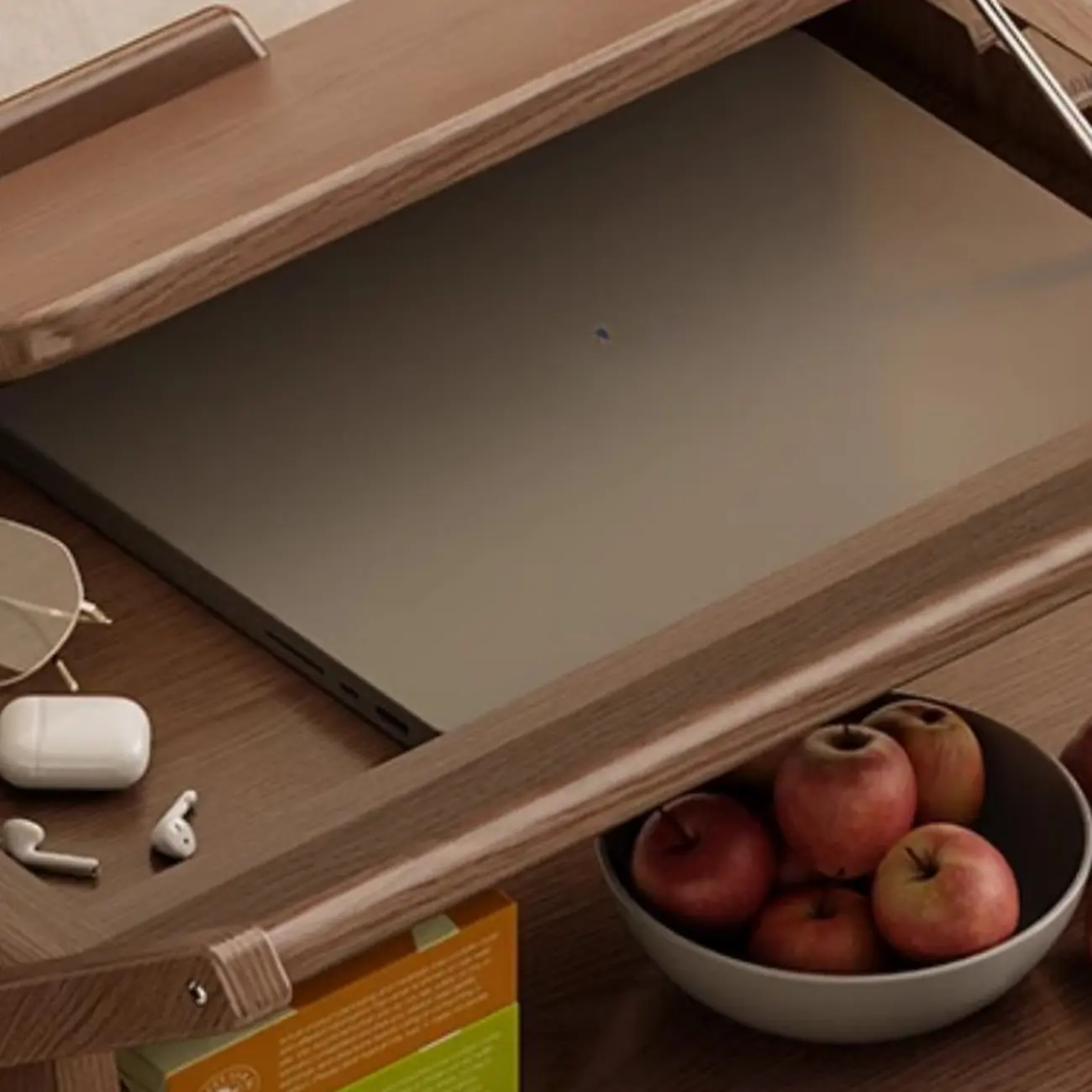 Versatile Nut-Brown Wooden Tiltable Top Wheeled Side Table Image - 9 | homeyfad