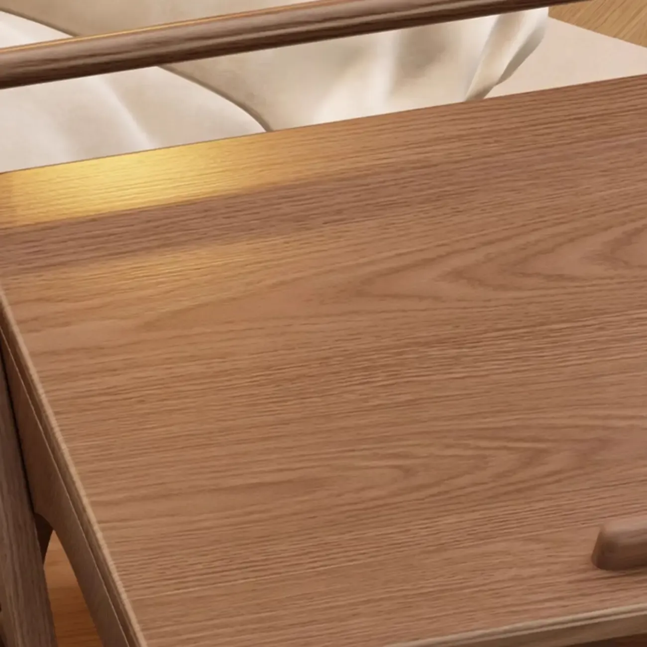 Versatile Nut-Brown Wooden Tiltable Top Wheeled Side Table Image - 12