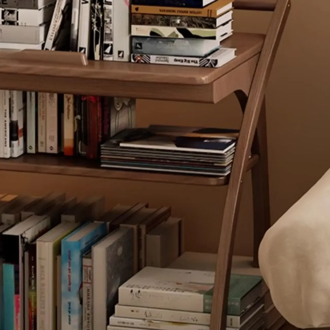 Versatile Nut-Brown Wooden Tiltable Top Wheeled Side Table Image - 14