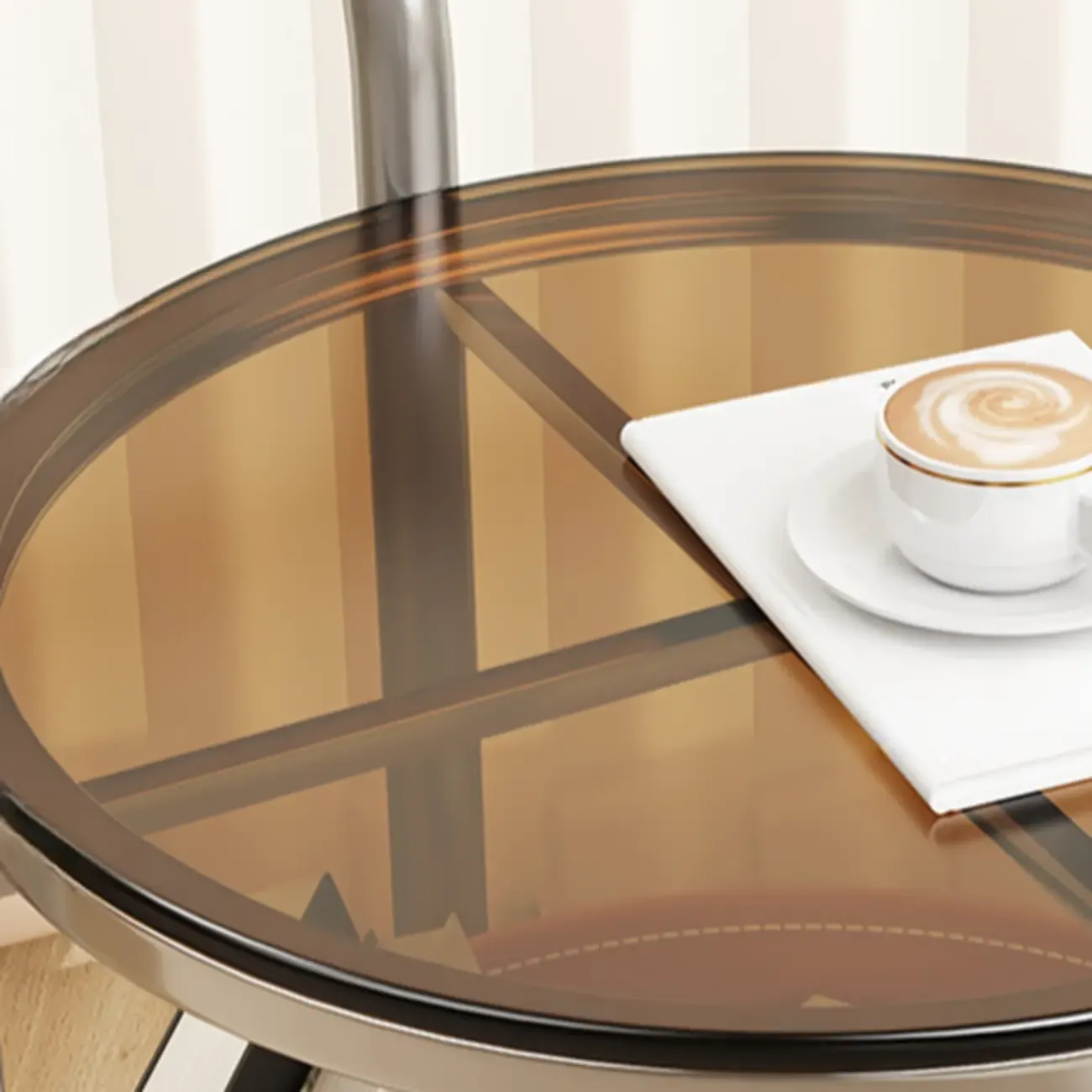 Convenient 2 Tiers Orange Cylinder Leather Side Table Image - 15