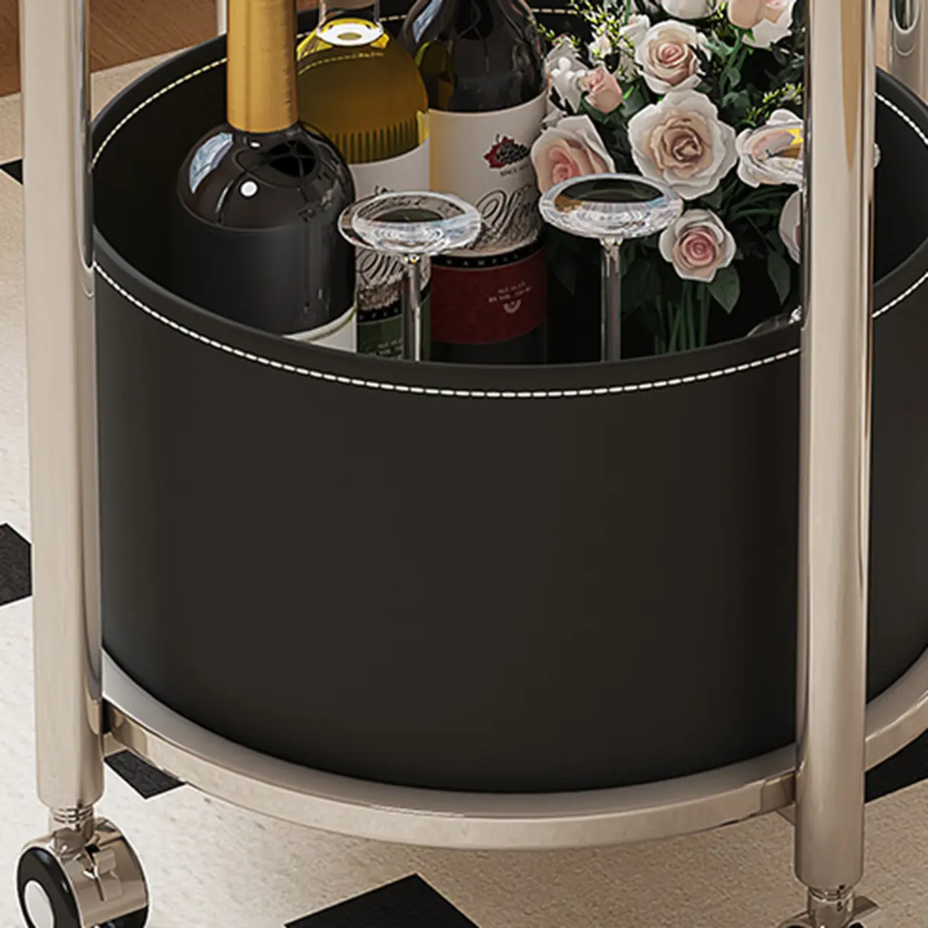 Convenient 2 Tiers Orange Cylinder Leather Side Table Image - 16 | homeyfad