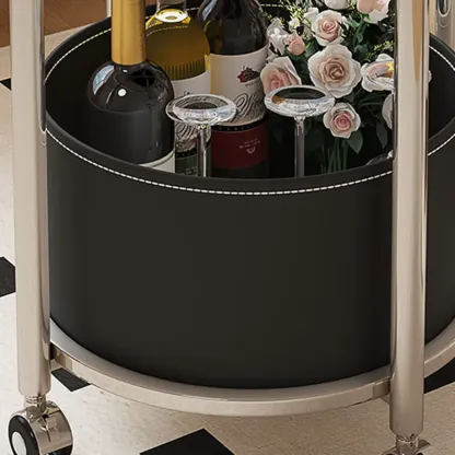 Convenient 2 Tiers Orange Cylinder Leather Side Table Image - 16