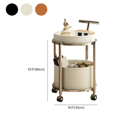 Convenient 2 Tiers Orange Cylinder Leather Side Table #size