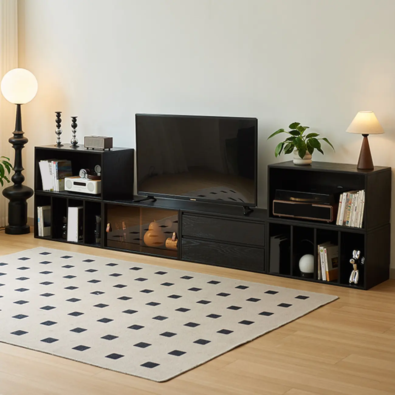 Scandinavian Black Wood Short Closed Back Bookcase Image - 3 | homeyfad