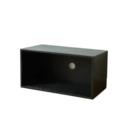 Scandinavian Black Wood Short Closed Back Bookcase Image - 4