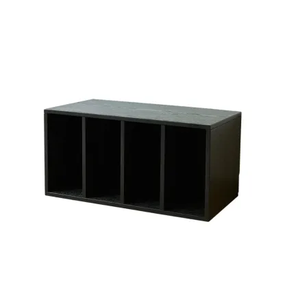 Scandinavian Black Wood Short Closed Back Bookcase Image - 5