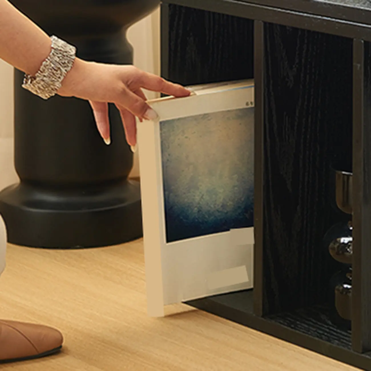 Scandinavian Black Wood Short Closed Back Bookcase Image - 7 | homeyfad