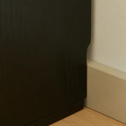 Scandinavian Black Wood Short Closed Back Bookcase Image - 12