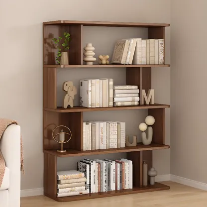 Mid-Century Vertical Walnut Open Back Bookcase for Office Image - 21