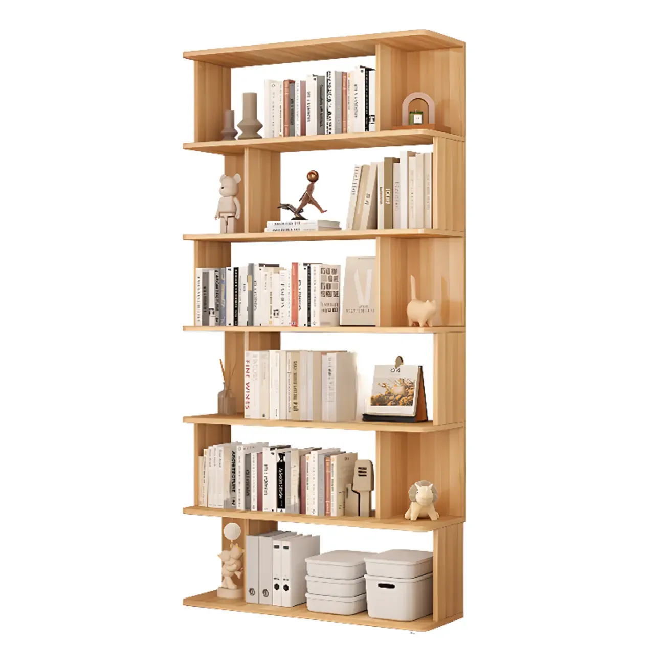 Mid-Century Vertical Walnut Open Back Bookcase for Office Image - 19